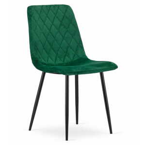 Zelená zamatová stolička TURIN s čiernymi nohami