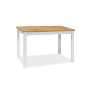 Biely jedálenský stôl s doskou v dekore dub wotan ADAM 100x60
