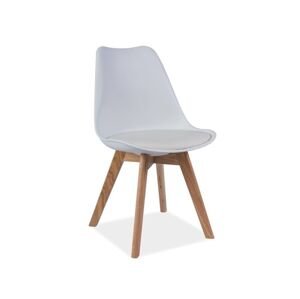 Biela stolička s dubovými nohami KRIS