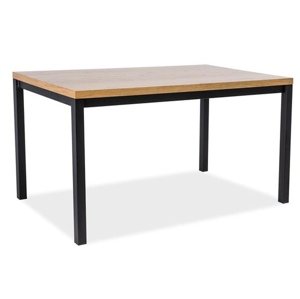 Čierny jedálenský stôl s dubovou doskou NORMANO 120x80