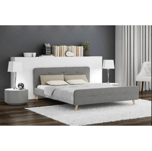 Sivá čalúnená posteľ AMELIA 140 x 200 cm