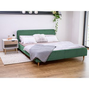 Zelená menčestrová posteľ AMELIA FJORD 160 x 200 cm