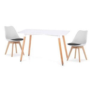 Biely jedálenský set 1+2, stôl BERGEN 100 + stolička BALI MARK
