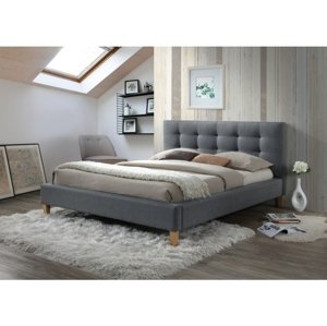 Sivá dvojlôžková posteľ TEXAS 140 x 200 cm