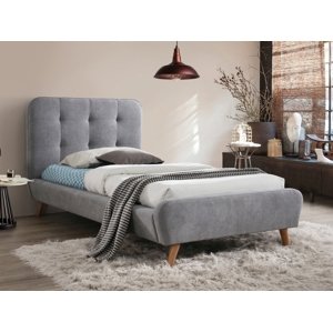 Sivá čalúnená posteľ TIFFANY 90 x 200 cm