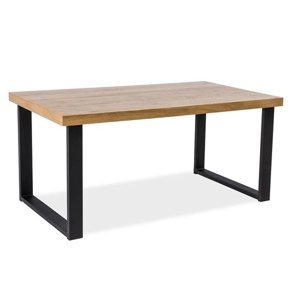 Čierny jedálenský stôl s dubovou doskou UMBERTO 120x80