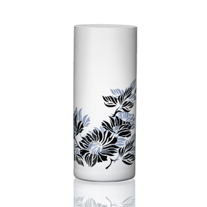 Crystalex bílá dekorovaná váza Kvety 26 cm
