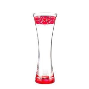 Crystalex červeno bílá sklenená váza Love 19,5 cm 1KS