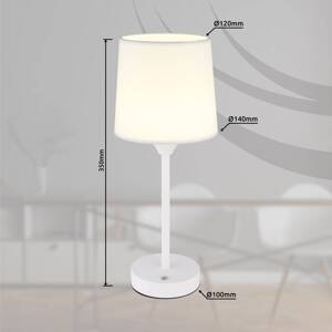LED dobíjacia stolová lampa Lunki, biela, výška 35 cm, látka, CCT