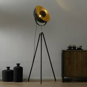 Trojnohá stojaca lampa Lenn, čierno-zlatá