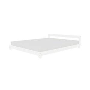 Benlemi Dvojlôžková drevená posteľ COMFY v scandi štýle Rozmer: 180 x 200 cm, Zvoľte farbu hranolov: Biela, Zvoľte farbu plôch: Biela