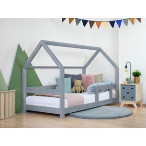 Benlemi Detská posteľ domček TERY s bočnicou Zvoľte farbu: Tmavo sivá, Rozmer: 120x180 cm