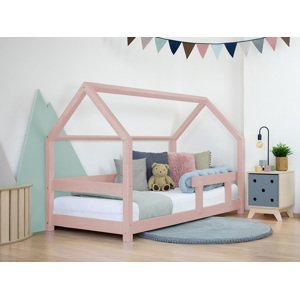 Benlemi Detská posteľ domček TERY s bočnicou Zvoľte farbu: Pastelovo ružová, Rozmer: 80x160 cm