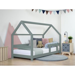 Benlemi Detská posteľ domček TERY s bočnicou Zvoľte farbu: Šalviová zelená, Rozmer: 80x180 cm