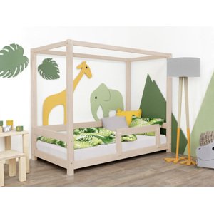 Benlemi Detská posteľ s nebesami a bočnicou BUNKY Zvoľte farbu: Béžová, Rozmer: 80x160 cm