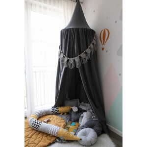 SenLove Závesný bavlnený baldachýn nad postieľku aj detskú posteľ Zvoľte farbu: Tmavosivá