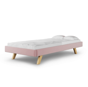 MINKO Čalúnená jednolôžková posteľ BASIC bez čela Zvoľte farbu: Ružová