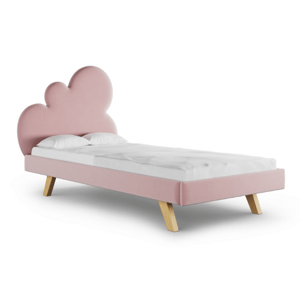MINKO Čalúnená jednolôžková posteľ CLOUD do detskej izby Zvoľte farbu: Ružová, Strana: Vpravo, Zvoľte rozmer: 120x200 cm