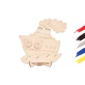 WoodBorn Maľovanie pre deti a 3D skladačka LOĎ z dreva