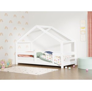 Benlemi Detská posteľ domček LUCKY s pevnou bočnicou Zvoľte farbu: Biela, Rozmer: 70x160 cm