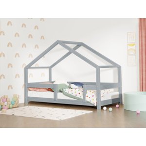 Benlemi Detská posteľ domček LUCKY s pevnou bočnicou Zvoľte farbu: Tmavo sivá, Rozmer: 70x160 cm