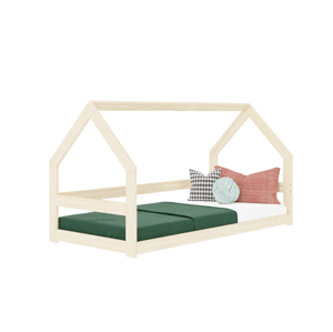 Benlemi Nízka posteľ domček SAFE 8v1 z dreva so zábranou Zvoľte farbu: Transparentná vosková lazura matná, Zvoľte rozmer: 90x200 cm, Zvoľte zábranu: …