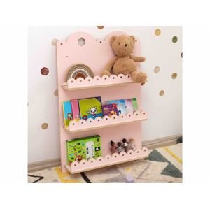 Myminihome Závesná drevená knižnica EMMA do detskej izby Zvoľte farbu: Ružová, Varianta: Bez zarážky