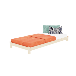 Benlemi Drevená jednolôžková posteľ SIMPLY Zvoľte farbu: Béžová, Zvoľte rozmer: 80x160 cm
