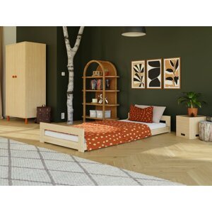 Benlemi Béžová drevená jednolôžková posteľ SIMPLY s dvoma čelami 90x190 cm