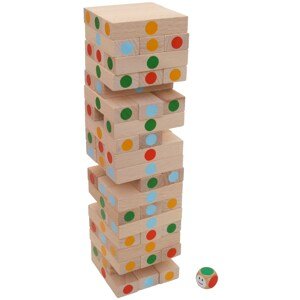 MIKTOYS Farebná rozšírená verzia veže JENGA s hracou kockou