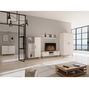 Benlemi Biela obývacia izba DENVER s TV stolíkom 120 cm