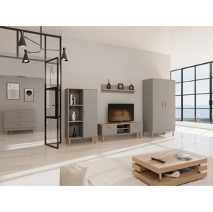 Benlemi Sivá obývacia izba DENVER s TV stolíkom 120 cm