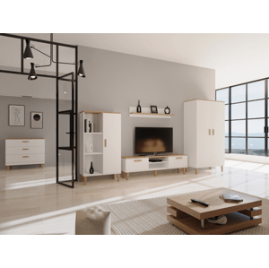 Benlemi Biela obývacia izba DENVER s TV stolíkom 160 cm