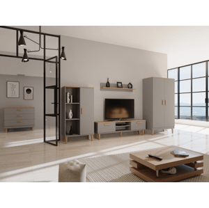 Benlemi Sivá obývacia izba DENVER s TV stolíkom 160 cm