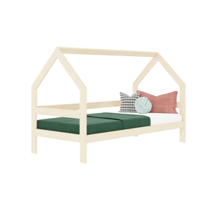 Benlemi Domčeková posteľ SAFE 3v1 so zábranou 90x200 cm + matrac ADAPTIC Zvoľte farbu: Nelakovaná, Zvoľte zábranu: S otvoreným vstupom