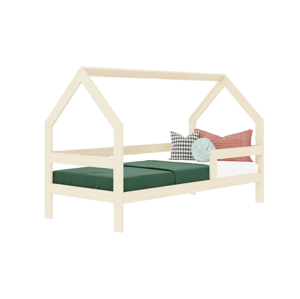 Benlemi Domčeková posteľ SAFE 3v1 so zábranou 90x200 cm + matrac ADAPTIC Zvoľte farbu: Nelakovaná, Zvoľte zábranu: S jednou zábranou
