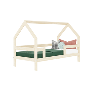 Benlemi Domčeková posteľ SAFE 3v1 so zábranou 90x200 cm + matrac ADAPTIC Zvoľte farbu: Nelakovaná, Zvoľte zábranu: S dvoma zábranami