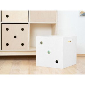 Benlemi Drevený úložný box DICE s číslami v štýle hracej kocky Zvoľte farbu: Biela, Varianta: Trojka
