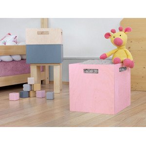 Benlemi Úložný drevený box BOKS do regálu s obdĺžnikovým úchytom Zvoľte farbu: Ružová