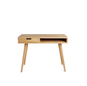 Benlemi Dizajnový drevený písací stôl so šuplíkom LEA 100 cm prírodný Strana: Vľavo, Kvalita dreva: 2. Kombinácia dubového masívu a dyhovanej DTD dos…
