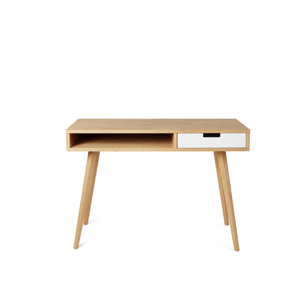 Benlemi Škandinávsky písací stôl z dreva so zásuvkou LEA 110 cm biely Strana: Vpravo, Kvalita dreva: 2. Kombinácia dubového masívu a dyhovanej DTD do…