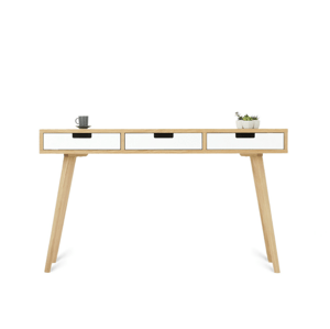 Benlemi Veľký drevený písací stôl s tromi zásuvkami LEA 130 cm biely Kvalita dreva: 1. Dubový masív triedy A