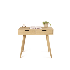 Benlemi Písací stôl z dubového masívu s dvoma šuplíkmi LEA 90 cm prírodný Kvalita dreva: 2. Kombinácia dubového masívu a dyhovanej DTD dosky