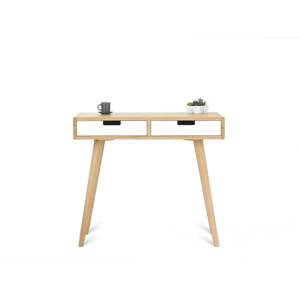 Benlemi Zaoblený písací stôl z dubového masívu s dvoma šuplíkmi LEA FLO 90 cm biely Kvalita dreva: 1. Dubový masív triedy A