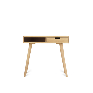 Benlemi Zaoblený drevený písací stôl so šuplíkom LEA FLO 90 cm prírodný Strana: Vpravo, Kvalita dreva: 2. Kombinácia dubového masívu a dyhovanej DTD …