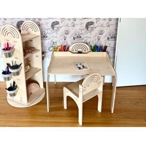 Myminihome Detský stolík RAINBOW s pastelkovníkmi + stolička Zvoľte farbu: Biela