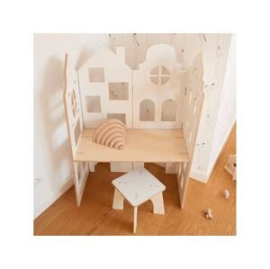 Myminihome Detský stôl v tvare domčeka 2v1 + stolička bez operadla Zvoľte farbu polic: Mätová, Zvoľte farbu stran: Mätová