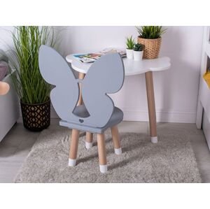 Manibox Detská drevená stolička MOTÝĽ + meno ZADARMO Zvoľte farbu: Sivá