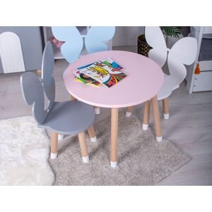 Manibox Okrúhly detský stôl z dreva + meno ZADARMO Zvoľte farbu: Ružová